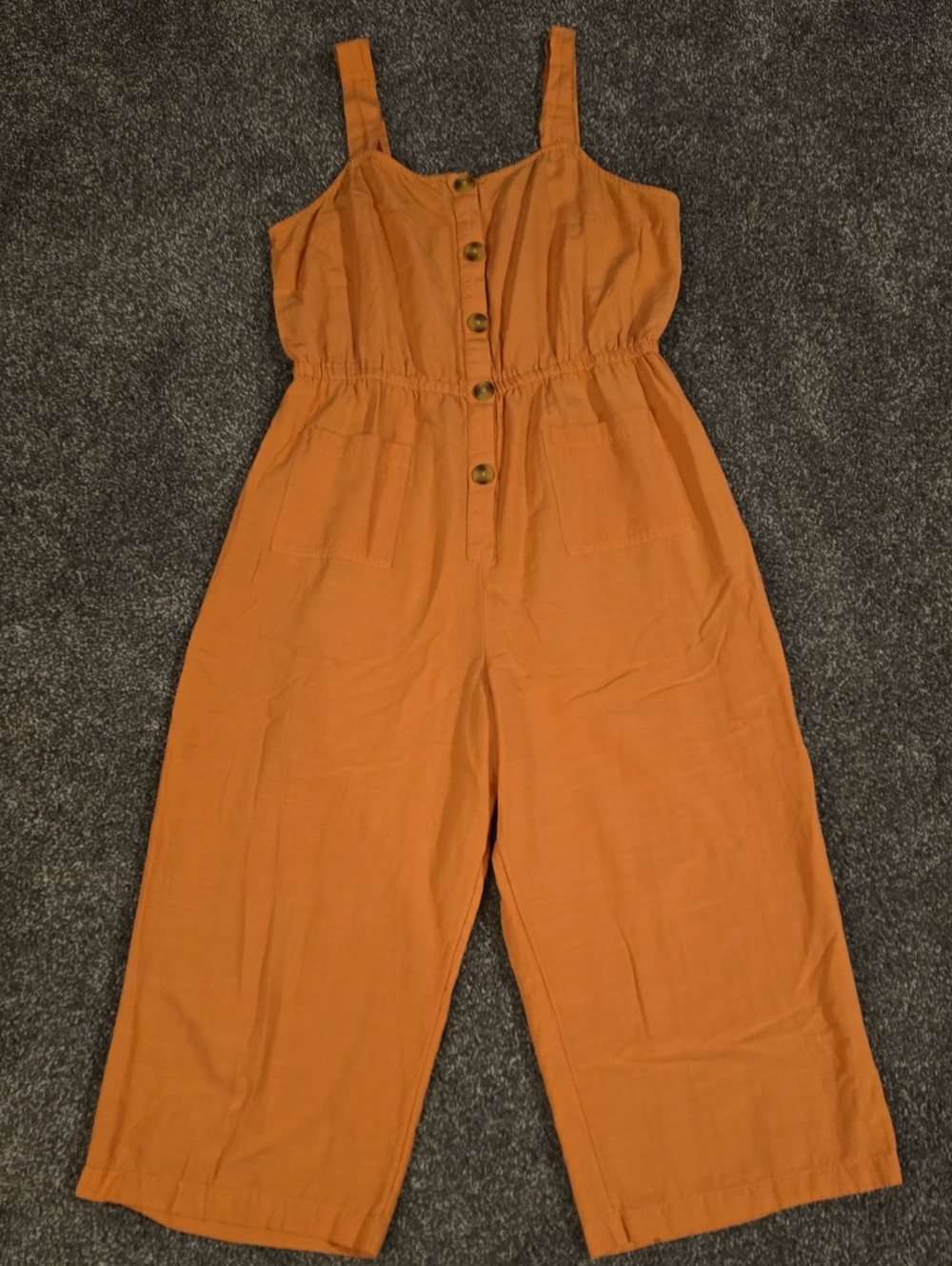 LC Lauren Conrad Sleeveless Button-Front Jumpsuit in Burnt Orange